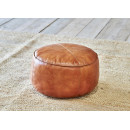 Nadu Leather Pouf- Aged Tan from Accessories for the Home
