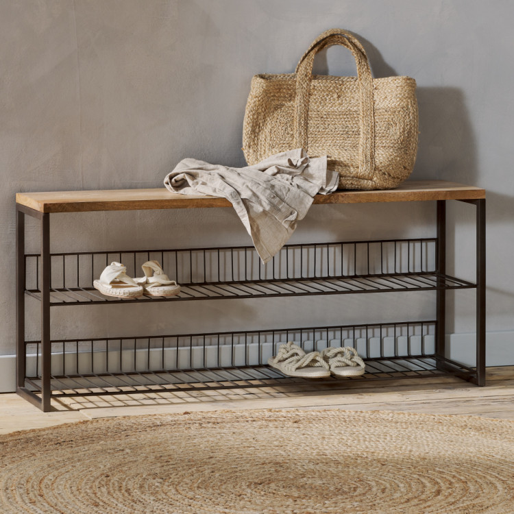 Kiyoma Iron & Wood Low Standing Shelf Unit from Accessories for the Home