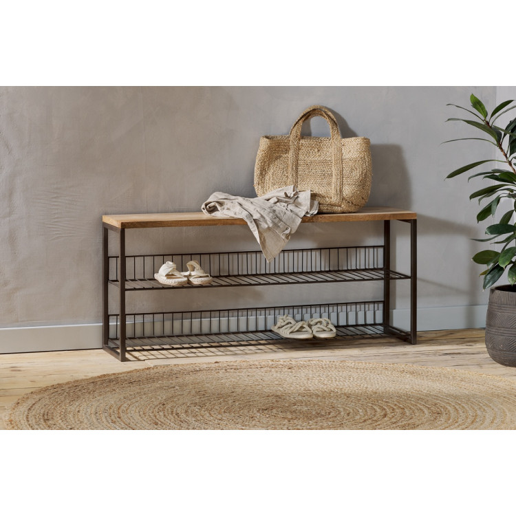 Kiyoma Iron & Wood Low Standing Shelf Unit from Accessories for the Home