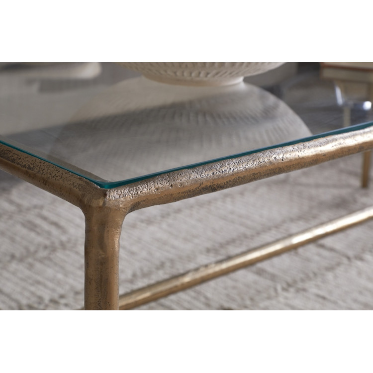 Gilasi Cast Metal & Glass Coffee Table - Antique Brass from Accessories for the Home