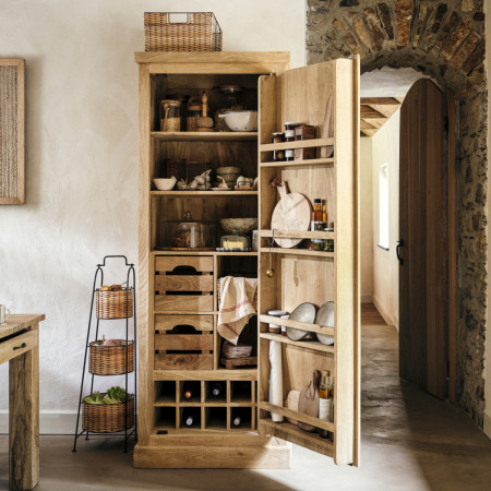 Vivan Grooved Mango Wood Pantry Cupboard