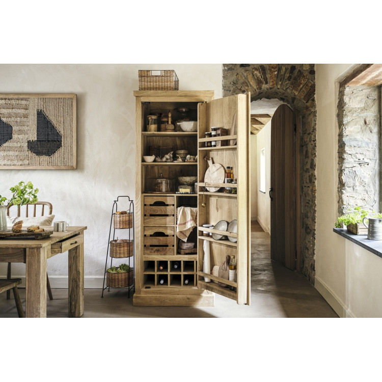 Vivan Grooved Mango Wood Pantry Cupboard