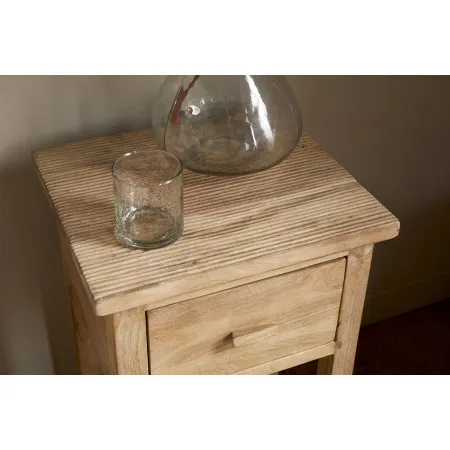 Vivan Grooved Mango Wood Bedside Table with Drawer from Accessories for the Home 2