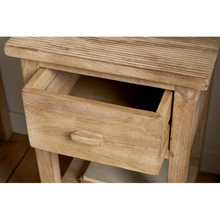 Vivan Grooved Mango Wood Bedside Table with Drawer from Accessories for the Home