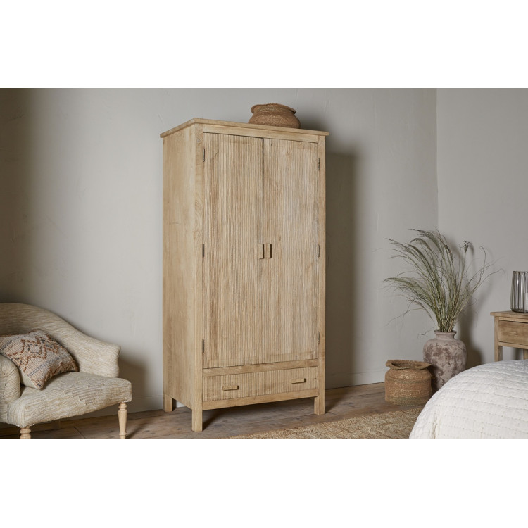 Vivan Grooved Mango Wood Wardrobe from Accessories for the Home