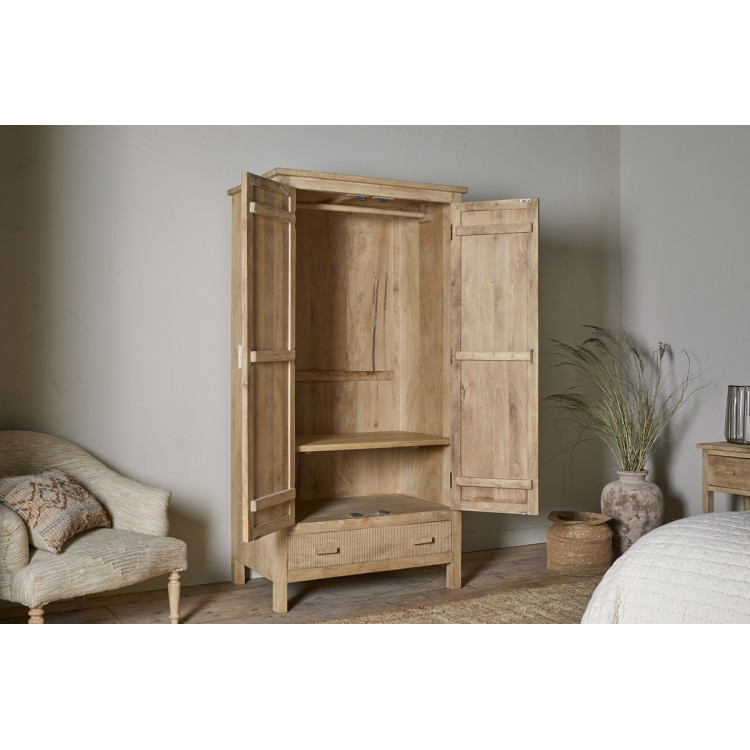 Vivan Grooved Mango Wood Wardrobe from Accessories for the Home