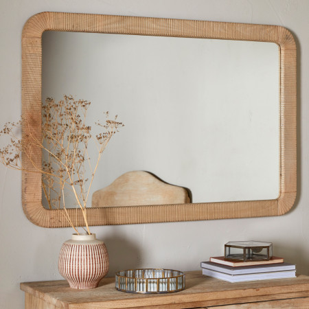 Vivan Grooved Mango Wood Rectangular Mirror from Accessories for the Home