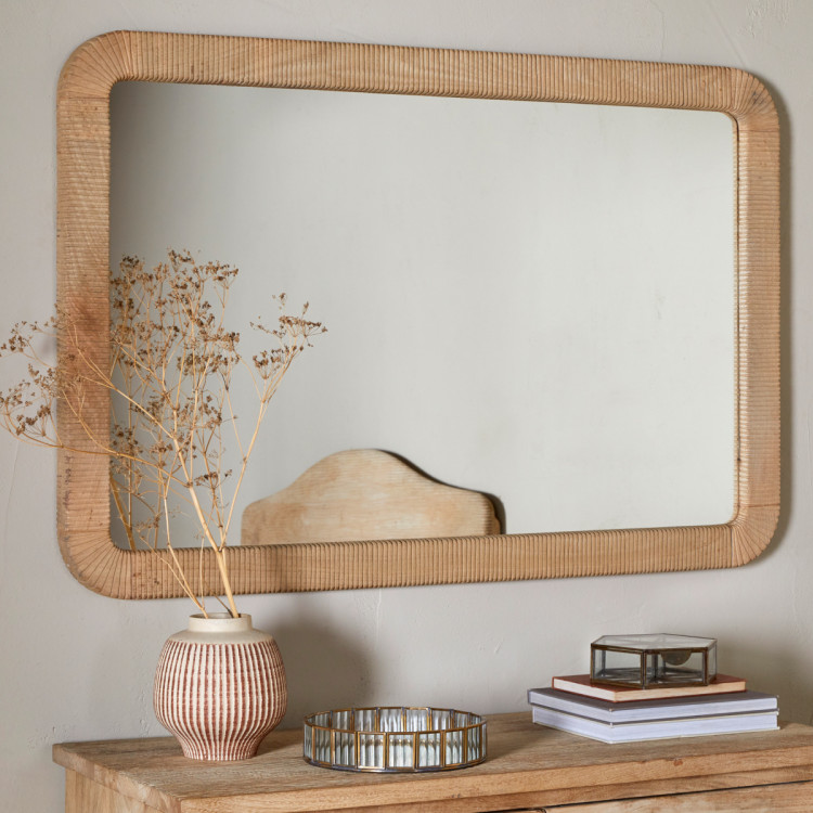 Vivan Grooved Mango Wood Rectangular Mirror from Accessories for the Home