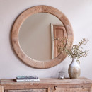 Vivan Grooved Mango Wood Round Mirror from Accessories for the Home