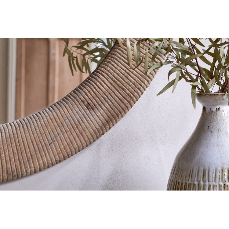 Vivan Grooved Mango Wood Round Mirror from Accessories for the Home