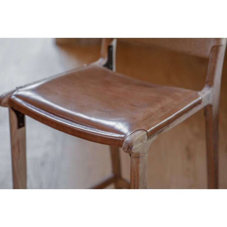 Nayan Leather & Jute Counter Chair - Tan from Accessories for the Home
