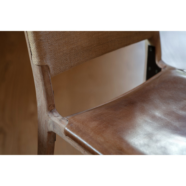 Nayan Leather & Jute Counter Chair - Tan from Accessories for the Home