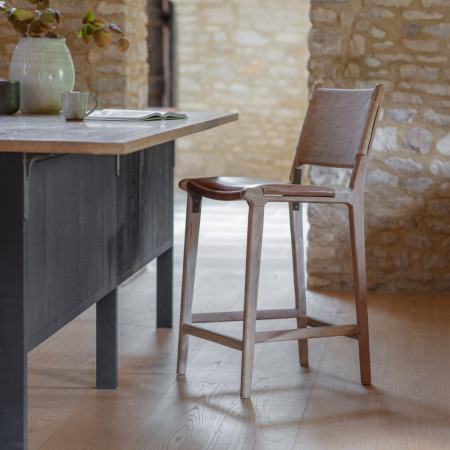 Nayan Leather & Jute Counter Chair - Tan from Accessories for the Home
