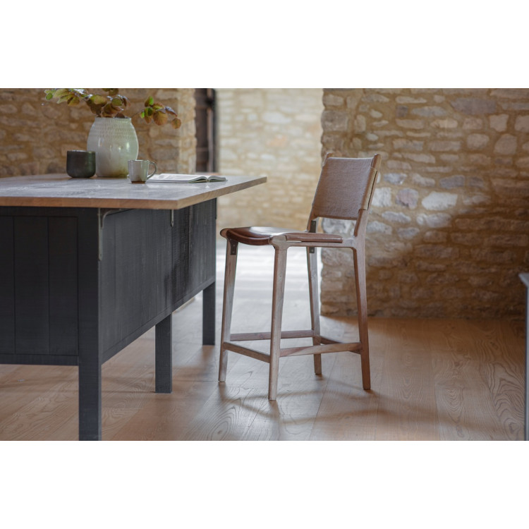 Nayan Leather & Jute Counter Chair - Tan from Accessories for the Home