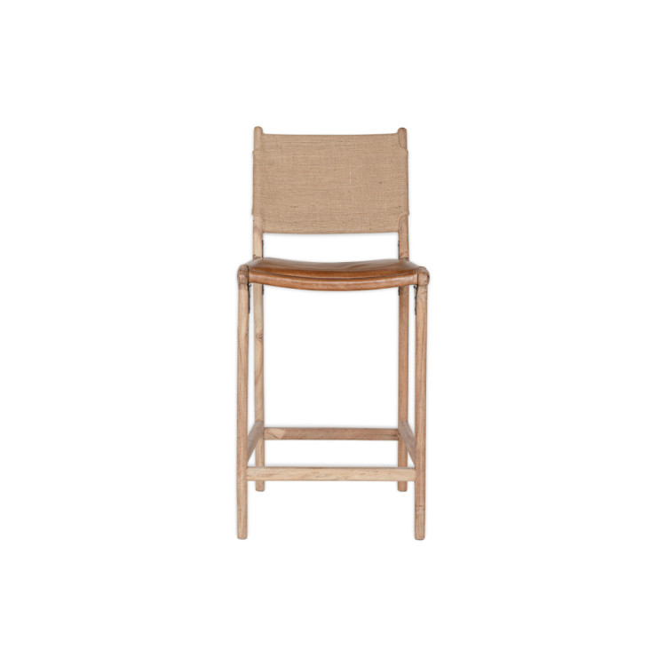 Nayan Leather & Jute Counter Chair - Tan from Accessories for the Home