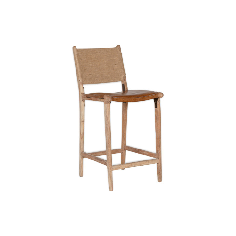 Nayan Leather & Jute Counter Chair - Tan from Accessories for the Home