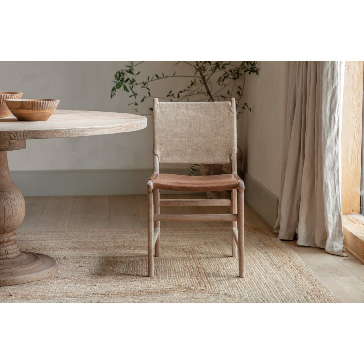 Nayan Leather & Jute Dining Chair - Tan from Accessories for the Home