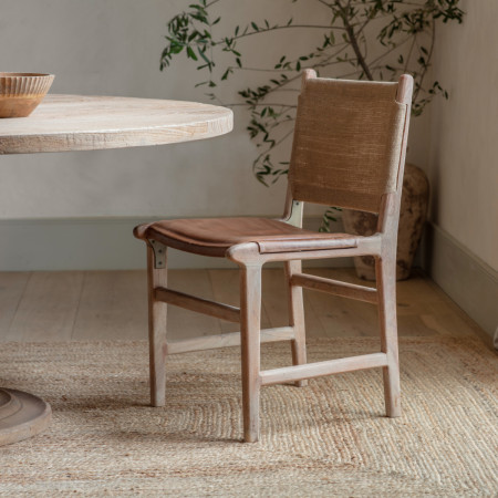 Nayan Leather & Jute Dining Chair - Tan from Accessories for the Home