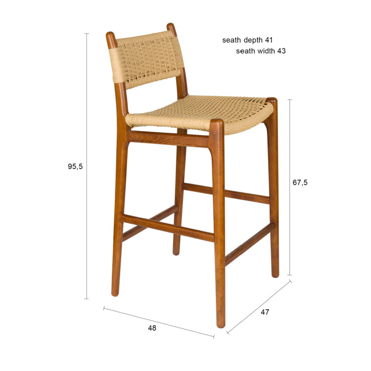 Dutchbone Cecile Barstool- Natural or Walnut from Accessories for the Home