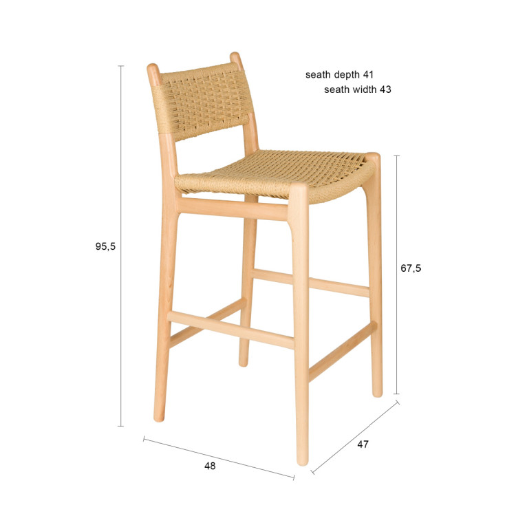 Dutchbone Cecile Barstool- Natural or Walnut from Accessories for the Home