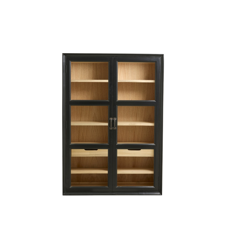 Nordal Viva Black Wood Wall Cabinet with Glass Doors from Accessories for the Home