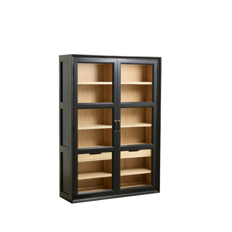 Nordal Viva Black Wood Wall Cabinet with Glass Doors from Accessories for the Home