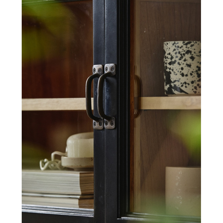 Nordal Viva Black Wood Wall Cabinet with Glass Doors from Accessories for the Home