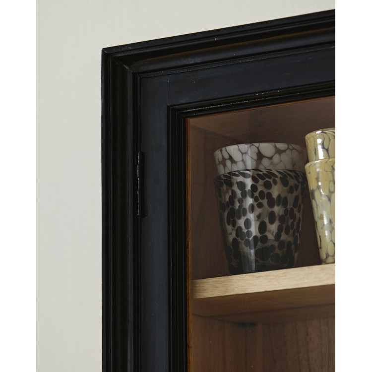 Nordal Viva Black Wood Wall Cabinet with Glass Doors from Accessories for the Home