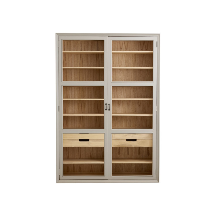 Nordal Viva Grey Wood Cabinet with Glass Doors from Accessories for the Home