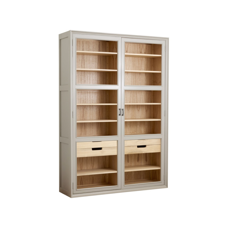 Nordal Viva Grey Wood Cabinet with Glass Doors from Accessories for the Home