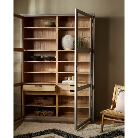 Nordal Viva Grey Wood Cabinet with Glass Doors from Accessories for the Home 2