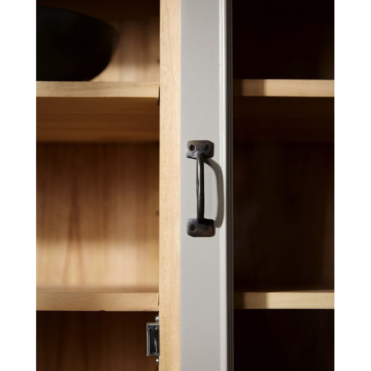 Nordal Viva Grey Wood Cabinet with Glass Doors from Accessories for the Home