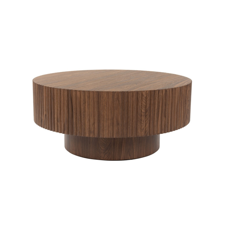 Mitch Walnut Round Ribbed Coffee Table from Accessories for the Home