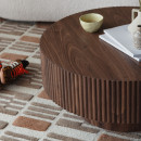 Mitch Walnut Round Ribbed Coffee Table from Accessories for the Home
