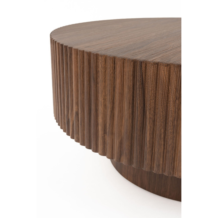 Mitch Walnut Round Ribbed Coffee Table from Accessories for the Home