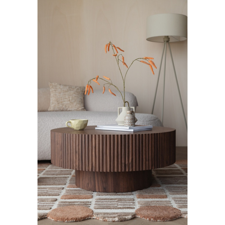Mitch Walnut Round Ribbed Coffee Table from Accessories for the Home