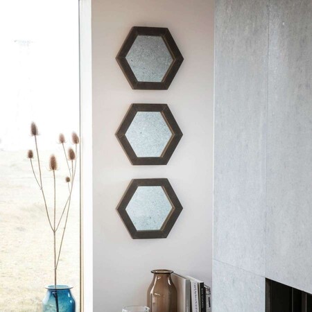  Garfield Set of 3 Hexagonal Wall Mirrors from Accessories for the Home