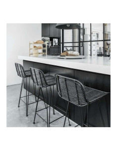 HK Living Rattan Bar Stool Black from Accessories for the Home