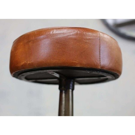 Tan Leather and Iron Bar Stool from Accessories for the Home 2