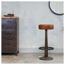 Tan Leather and Iron Bar Stool from Accessories for the Home
