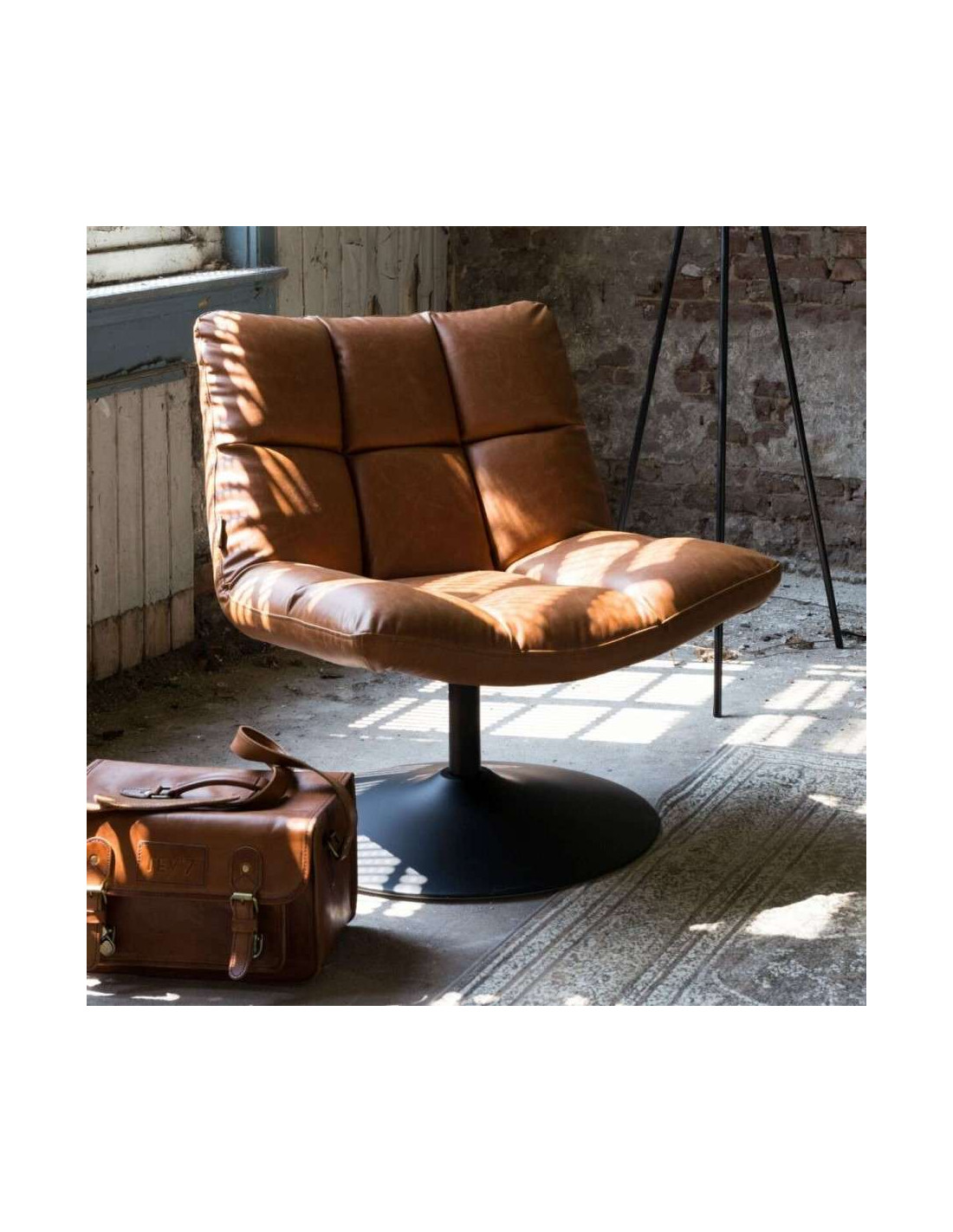Dutchbone Bar Vintage Brown PU Leather Lounge Chair Acc