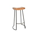 Tan Ribbed Leather and Iron Bar Stool from Accessories for the Home