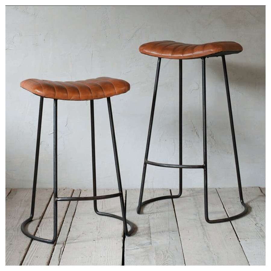 Tan Ribbed Leather And Iron Bar Stool Accessories For The Home