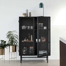 Hubsch Edge Black Metal Cabinet with Mesh Doors from Accessories for the Home