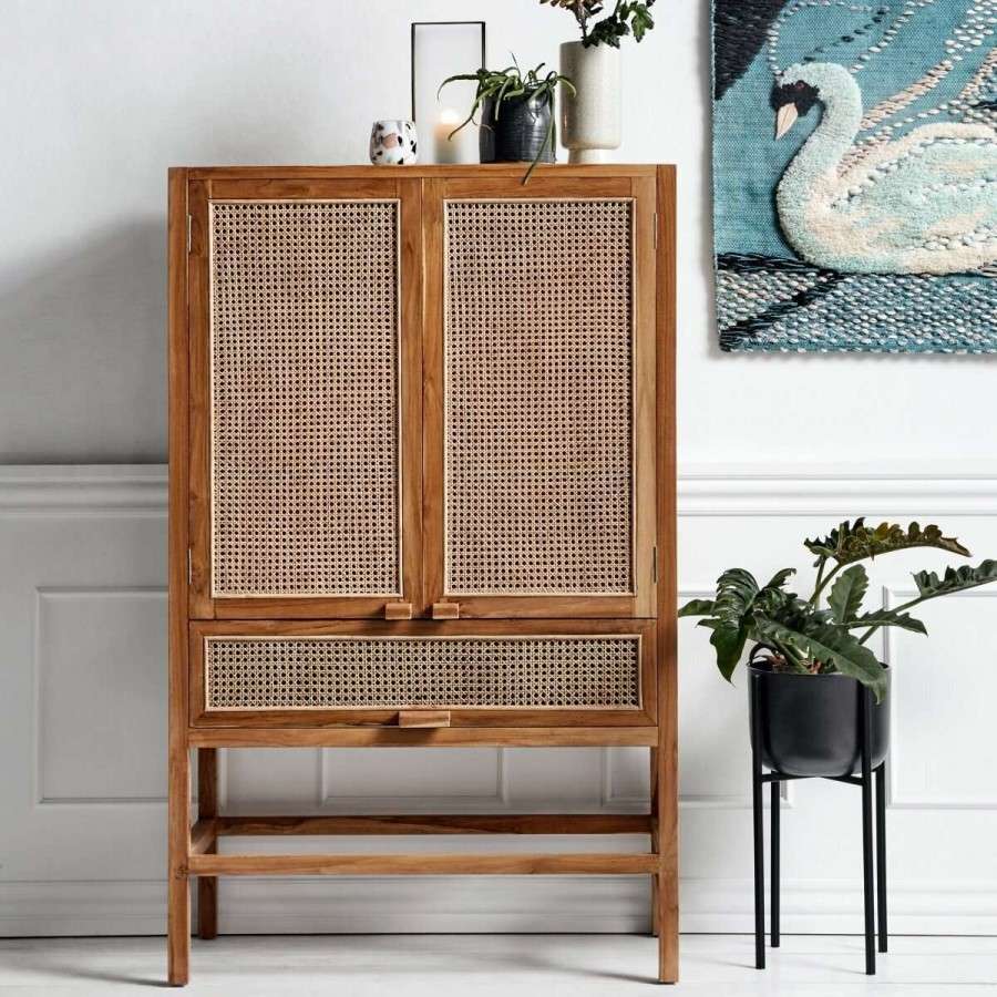 Nordal Rattan Teak Wood Cabinet Natural Accessories For The Home
