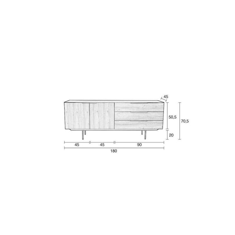 Zuiver Travis Sideboard in a Walnut or Oak Veneer Finish Zuiver Travis Sideboard in a Walnut or Oak Veneer Finish