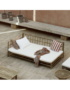 Tinekhome Natural Bamboo Right Hand Lounge Bed with Cushions from Accessories for the Home