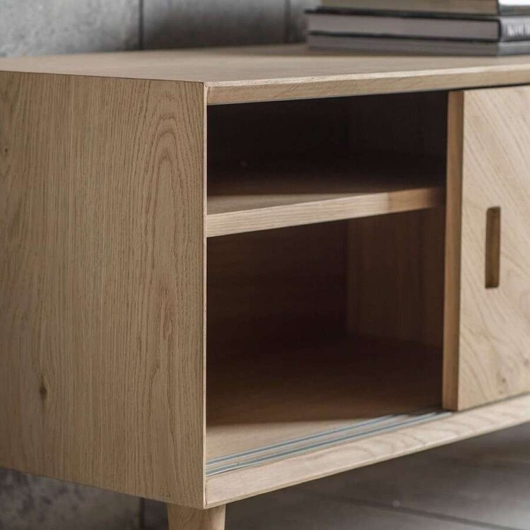 Malmo Chevron Inlay Solid Oak Media Unit from Accessories for the Home Malmo Chevron Inlay Solid Oak Media Unit from Accessories for the Home