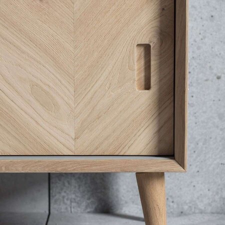 Malmo Chevron Inlay Solid Oak Media Unit from Accessories for the Home 2