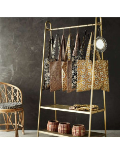 Madam Stoltz Brass Finish Clothes Rack with Shelves from Accessories for the Home